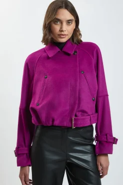 KarenMillen Trench Court En Laine<Femme Manteaux Et Vestes D’Automne|Vestes & Manteaux