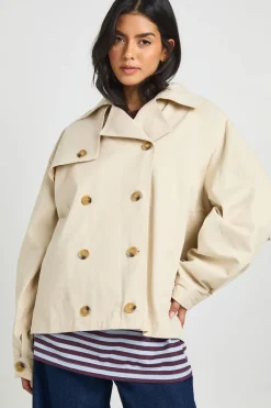 boohoo Trench Court à Manches Bouffantes<Femme Vestes & Manteaux|Trenchs