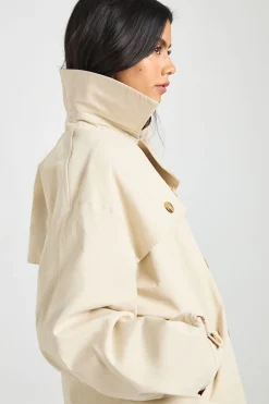 boohoo Trench Court à Manches Bouffantes<Femme Vestes & Manteaux|Trenchs