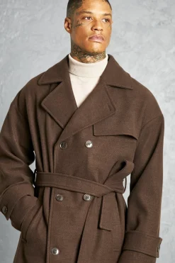 boohooMAN Trench Croisé Long en<Homme Vestes & Manteaux Grande Taille|Tout Afficher