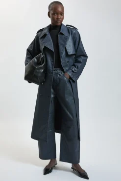 Trench En Denim Enduit Métallisé