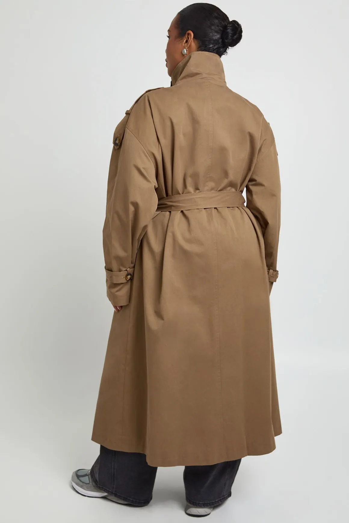 Trench Grande Taille Col Cheminée Double Boutonnage