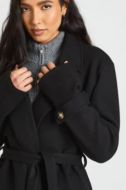 boohoo Trench Long Ceinturé Aspect Laine<Femme Vestes & Manteaux