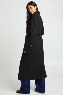 boohoo Trench Long Ceinturé Aspect Laine<Femme Vestes & Manteaux