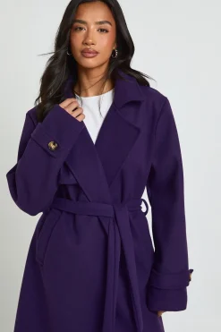 boohoo Trench Petite Aspect Laine avec Ceinture<Femme Vestes & Manteaux