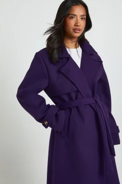 boohoo Trench Petite Aspect Laine avec Ceinture<Femme Vestes & Manteaux