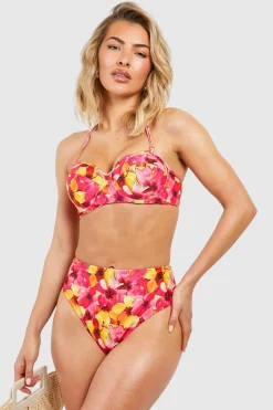 Tropical Bikini Brief à Taille Haute