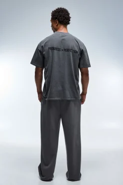 T-shirt Active Col Allongé Délavé Oversize Progress Over Perfection