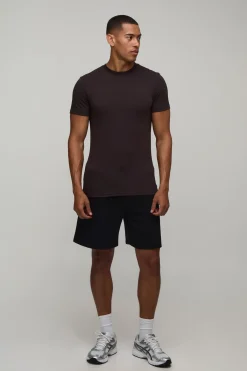 boohooMAN T-shirt Ajusté Essentiel Coupe Musclée<Homme T-Shirts|Essentiels