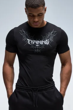 T-shirt Ajusté Gothique À Motif Tribal Dorsal Training Dept