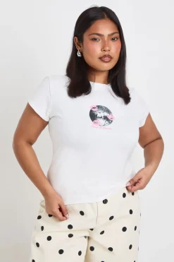 T-shirt Ajusté Grande Taille Boule Disco Et Bisous