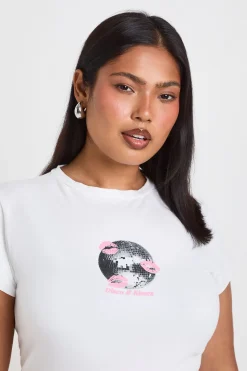 T-shirt Ajusté Grande Taille Boule Disco Et Bisous