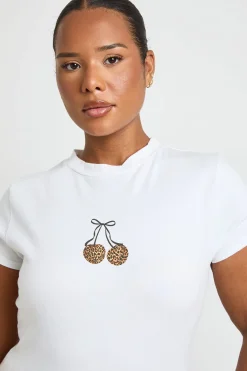 boohoo T-shirt Ajusté Grande Taille Imprimé Cerises Léopard<Femme Imprimé Léopard|Tops