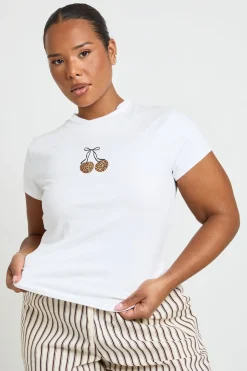 boohoo T-shirt Ajusté Grande Taille Imprimé Cerises Léopard<Femme Imprimé Léopard|Tops