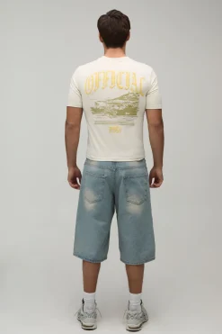 T-shirt Ajusté Moulant Raccourci À Imprimé Moto En Relief