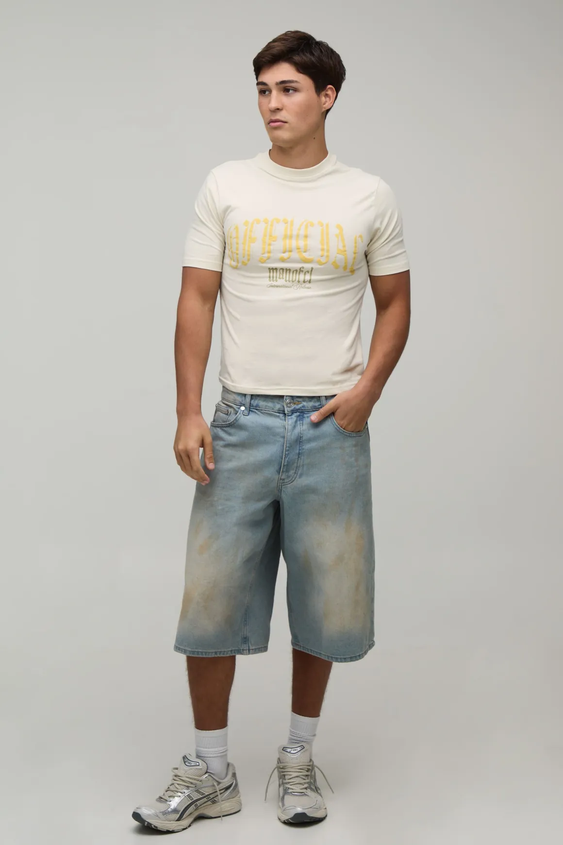 T-shirt Ajusté Moulant Raccourci À Imprimé Moto En Relief