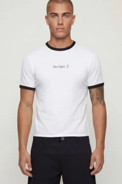 T-shirt Ajusté Muscle Raccourci À Bandes Contrastées Sans Coutures Latérales