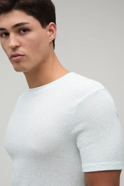 boohooMAN T-shirt Ajusté Texturé Froissé<Homme T-Shirts