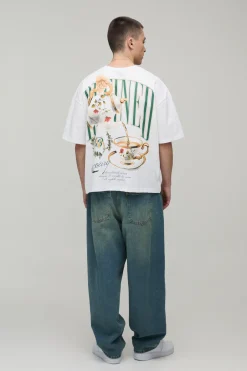 boohooMAN T-shirt Ample Imprimé Théière<Homme T-Shirts Impriméstendances|T-Shirts