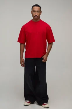 T-shirt Ample Oversize Rouge À Imprimé Étoiles