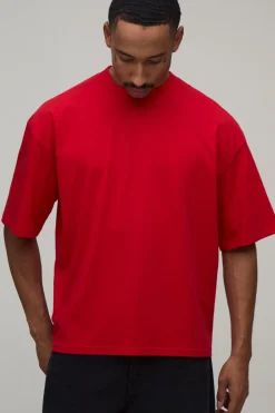 T-shirt Ample Oversize Rouge À Imprimé Étoiles