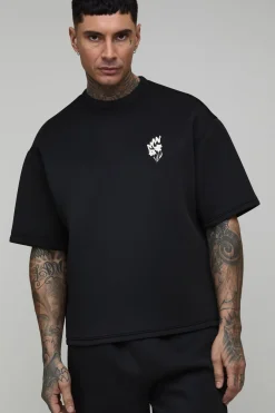 T-shirt Ample Surdimensionné À Coupe Boxy En Néoprène Collé Imprimé Floral Doodle
