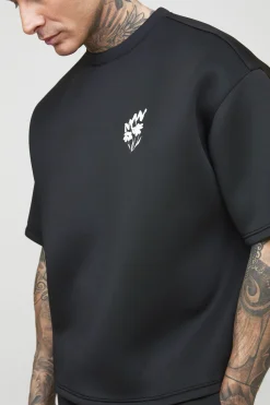 T-shirt Ample Surdimensionné À Coupe Boxy En Néoprène Collé Imprimé Floral Doodle