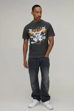 T-shirt Anthracite Coupe Regular Édition Limitée Imprimé Coutures Apparentes