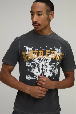 T-shirt Anthracite Coupe Regular Édition Limitée Imprimé Coutures Apparentes