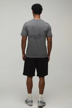 T-shirt Anthracite Coupe Regular Avec Broderie Riviera Française