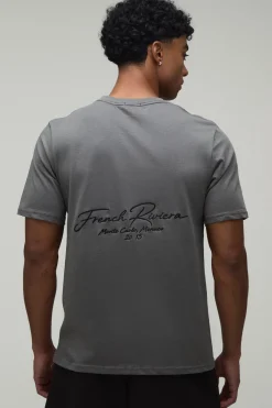 T-shirt Anthracite Coupe Regular Avec Broderie Riviera Française