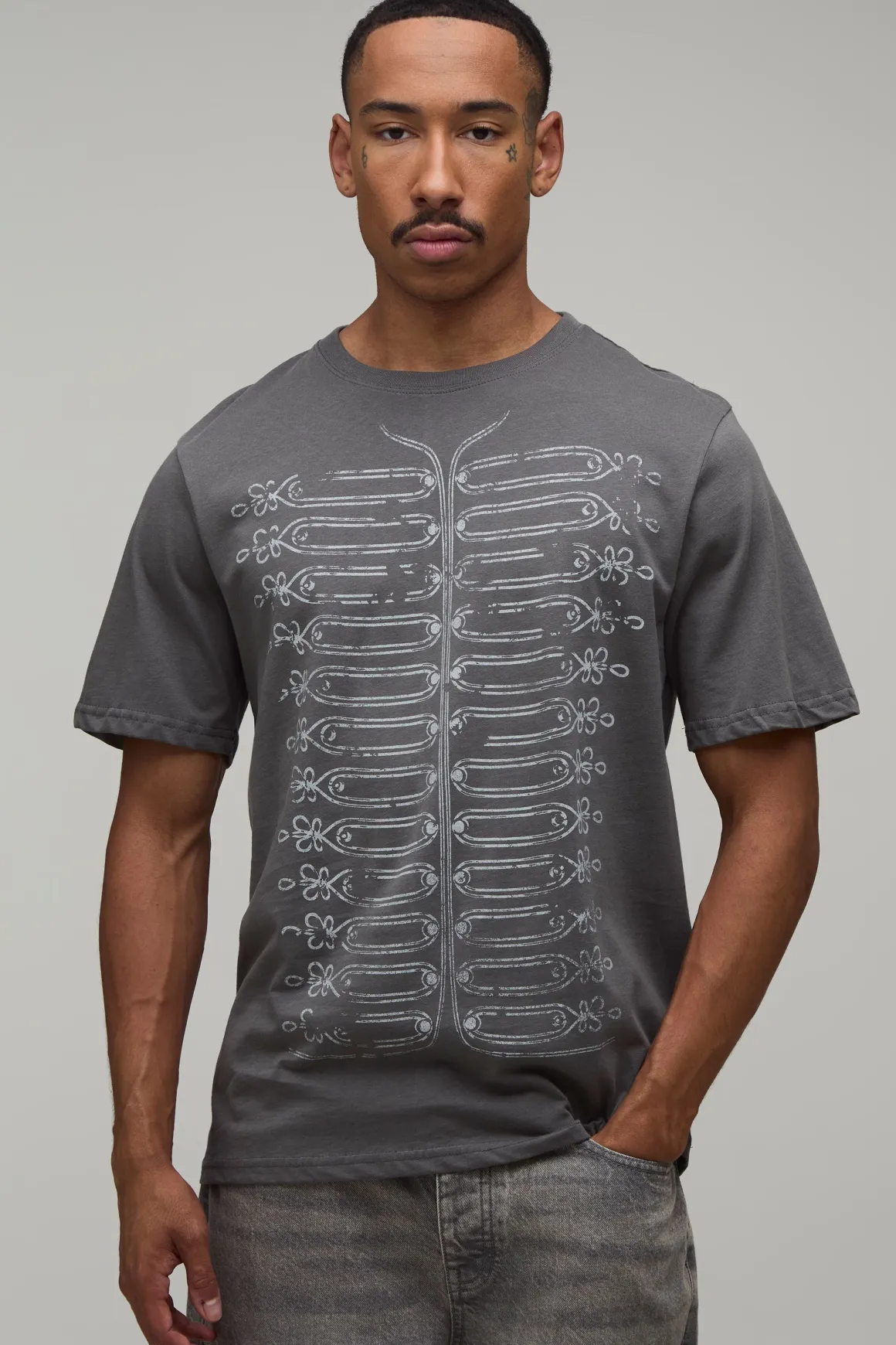 T-shirt Anthracite Coupe Regular Imprimé Napoléon