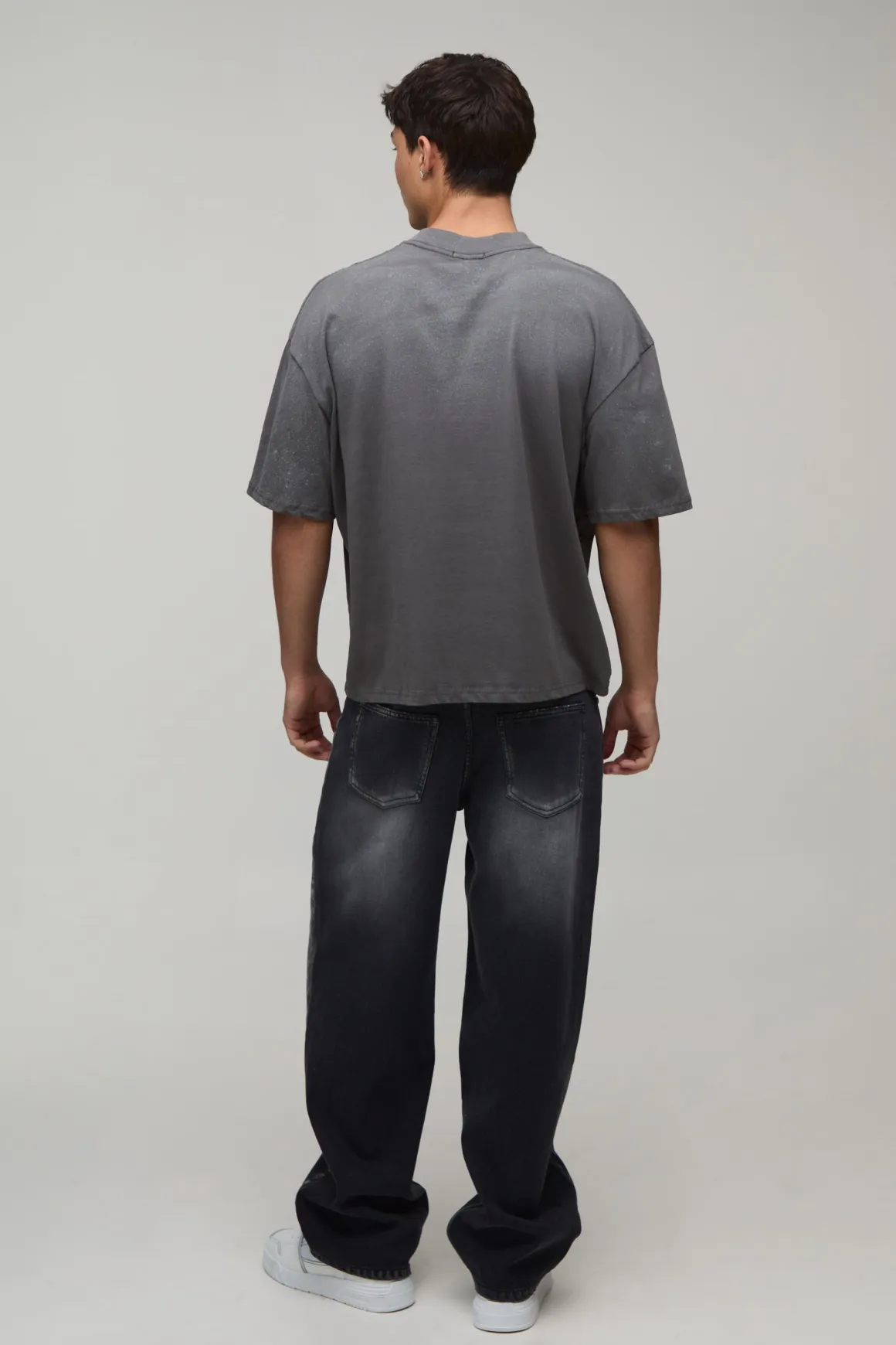 T-shirt Anthracite Oversize Ample Effet Spray Wash Imprimé