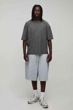 T-shirt Anthracite Oversize Boxy À Imprimé Floral Avec Coutures Apparentes