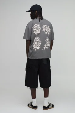 T-shirt Anthracite Oversize À Imprimé Floral Synthétiqueff
