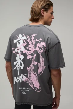 T-shirt Anthracite Oversize Imprimé Kyoto Coutures Apparentes