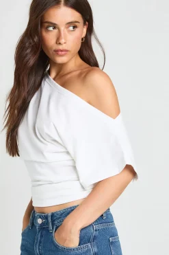 T-shirt Asymétrique Froncé À Une Épaule Dénudée