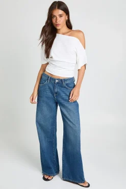 T-shirt Asymétrique Froncé À Une Épaule Dénudée