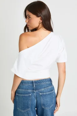 T-shirt Asymétrique Froncé À Une Épaule Dénudée
