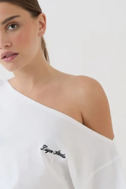 T-shirt Asymétrique Épaule Dénudée Script Dsgn Studio