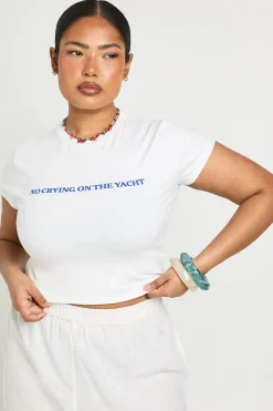 T-shirt Baby Tee Court Imprimé Plus No Crying On The Yacht