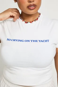 T-shirt Baby Tee Court Imprimé Plus No Crying On The Yacht