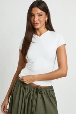 boohoo T-shirt Baby Tee En Maille Mate À Encolure En V<Femme Tops