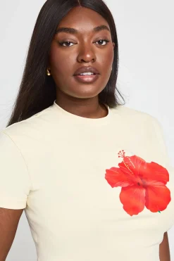 boohoo T-shirt Baby Tee Grande Taille À Imprimé Floral<Femme Tops
