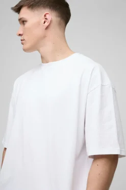 T-shirt basique allongé, surdimensionné, à la coupe carrée