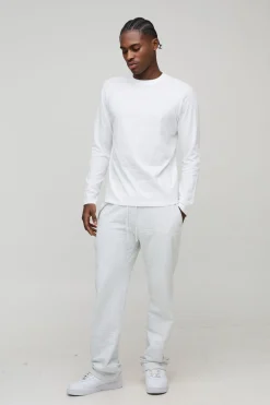 boohooMAN T-shirt basique à manches longues, coupe régulière, col rond<Homme T-Shirts|Essentiels