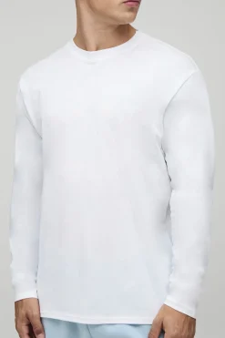 T-shirt basique à manches longues, coupe régulière, col rond