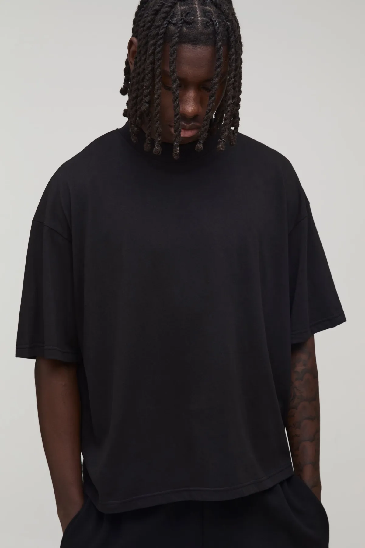 boohooMAN T-Shirt Basique Oversize Boxy à Col Étendu<Homme T-Shirts|Essentiels