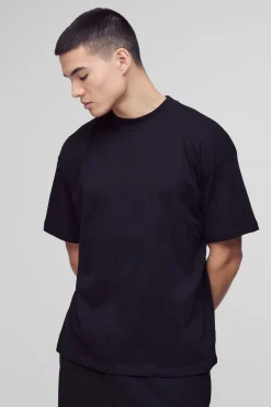 boohooMAN T-shirt basique oversize à col étendu<Homme T-Shirts|Essentiels