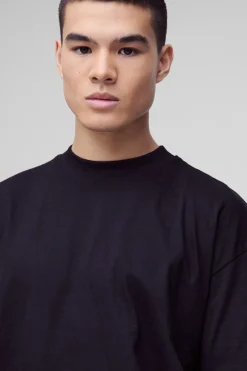 boohooMAN T-shirt basique oversize à col étendu<Homme T-Shirts|Essentiels